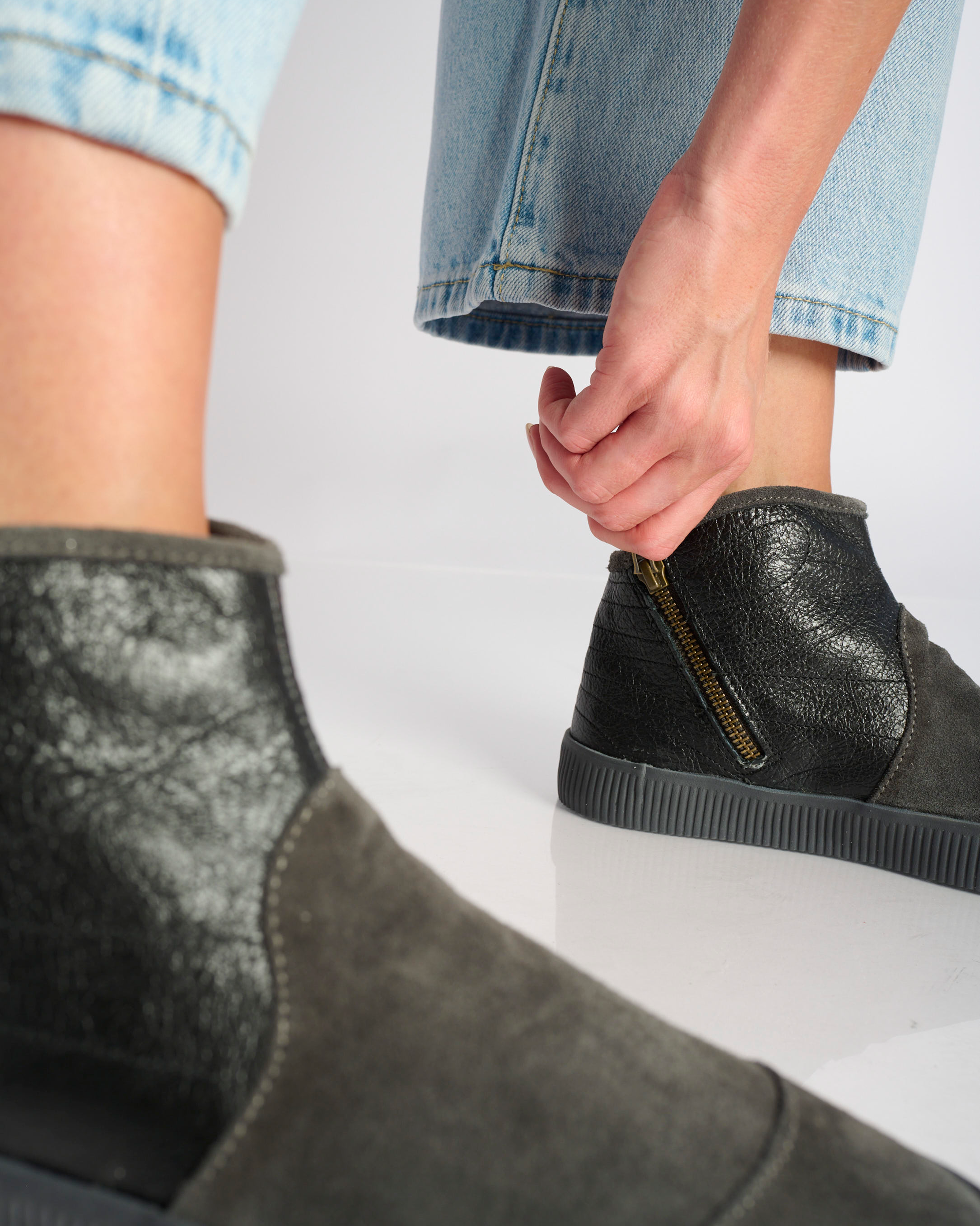 Noelle Suede/lame-Steel